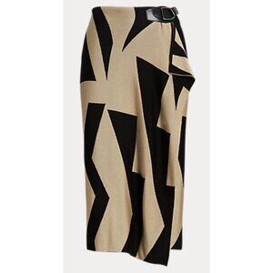 NWT Ralph Lauren Black and Tan Midi Skirt